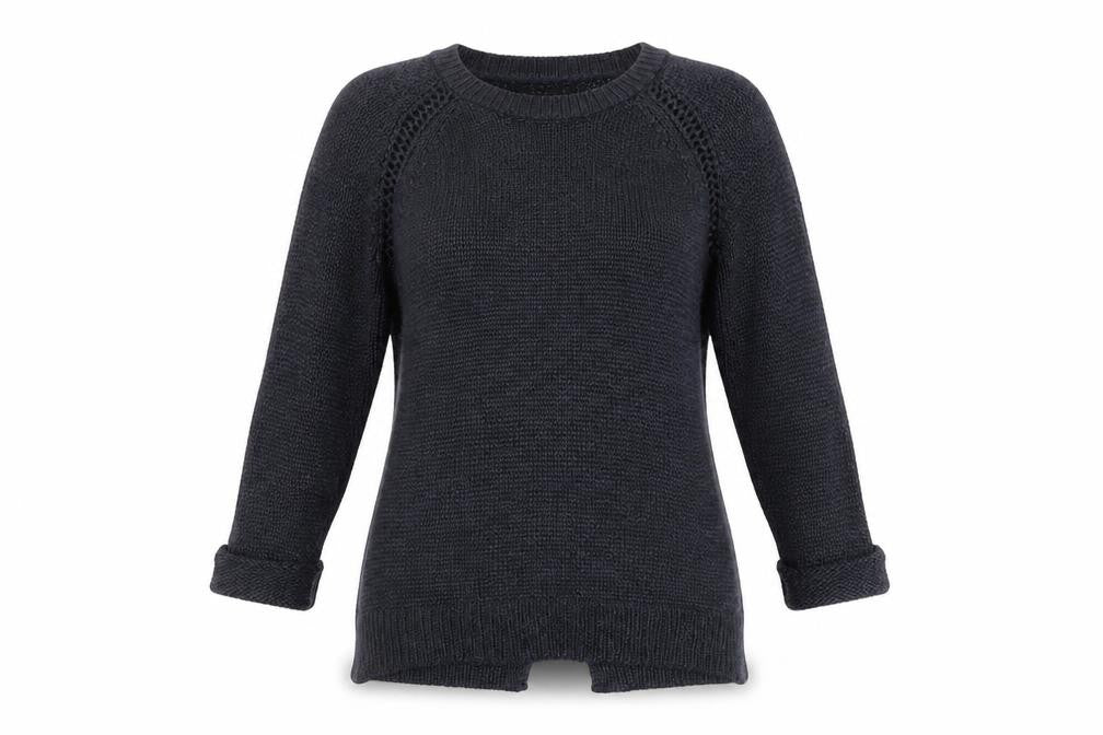 Front view of Dunnes Women’s Navy Knit Crew Neck Long Sleeve jumper, size S
