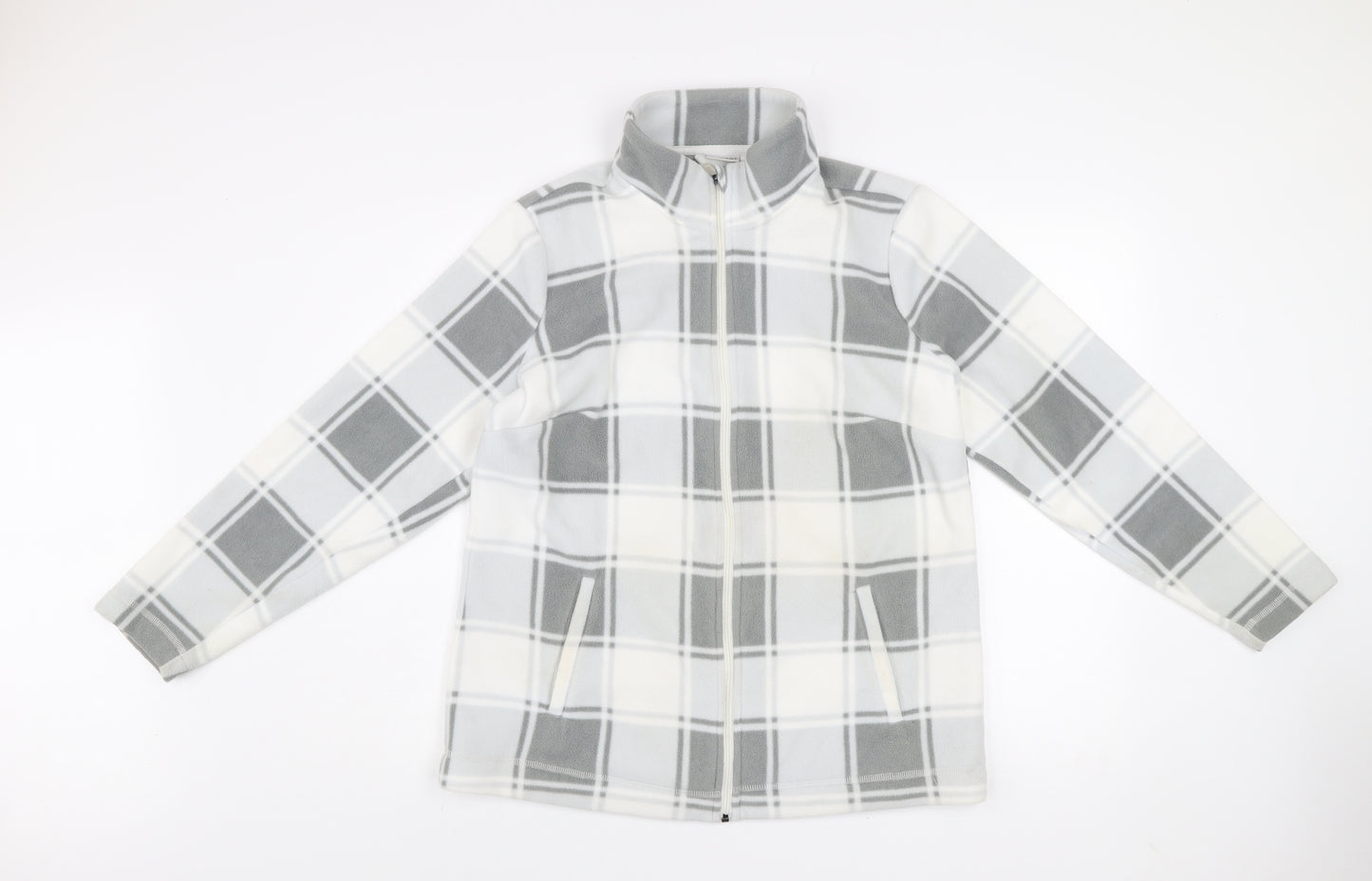 Damart Women’s Grey Check Fleece Full Zip Jacket M 14/16