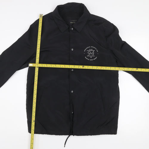 River Island Men's Black Coach Jacket M NYC Logo Casual Lightweight