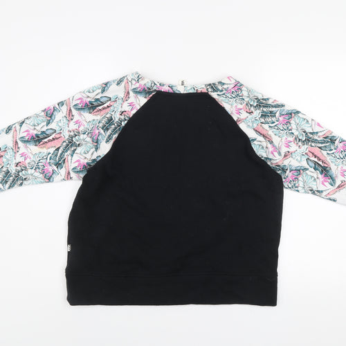 Vans Womens Black Floral Raglan Sweatshirt M Cotton Blend