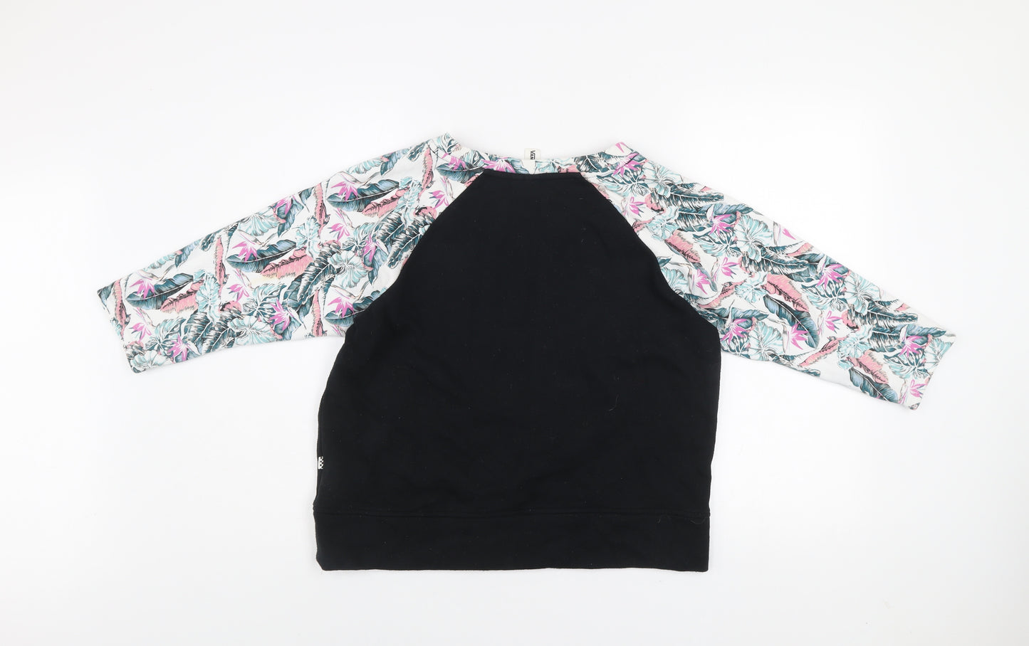 Vans Womens Black Floral Raglan Sweatshirt M Cotton Blend