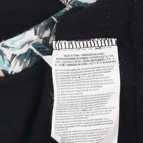 Vans Womens Black Floral Raglan Sweatshirt M Cotton Blend