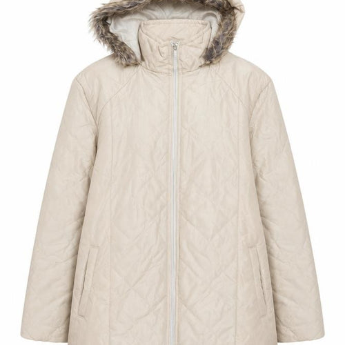 Anne De Lançay Women's Beige Faux Fur Hooded Quilted Puffer Coat M