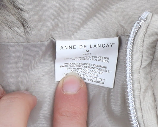 Anne De Lançay Women's Beige Faux Fur Hooded Quilted Puffer Coat M