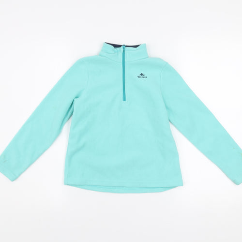 Quechua Girls Blue 7-8 Years Fleece 1/4 Zip Pullover Sweatshirt