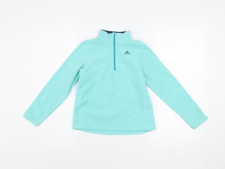 Quechua Girls Blue 7-8 Years Fleece 1/4 Zip Pullover Sweatshirt