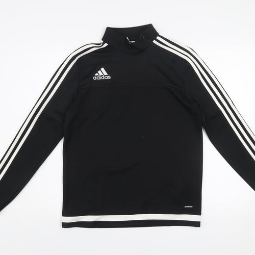 Adidas Boys Black 13-14 Years Pullover 1/4 Zip Sweatshirt