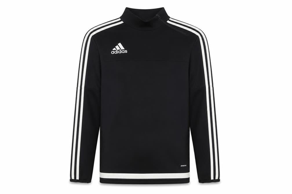 Front view of Adidas boys’ black 13-14 years pullover 1/4 zip sweatshirt