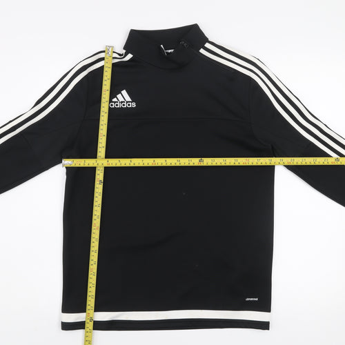 Adidas Boys Black 13-14 Years Pullover 1/4 Zip Sweatshirt