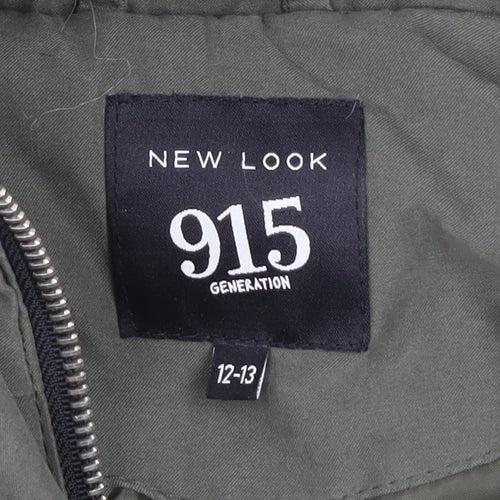 New Look Girls Green 12-13 Years Hooded Faux Fur Lined Parka Coat