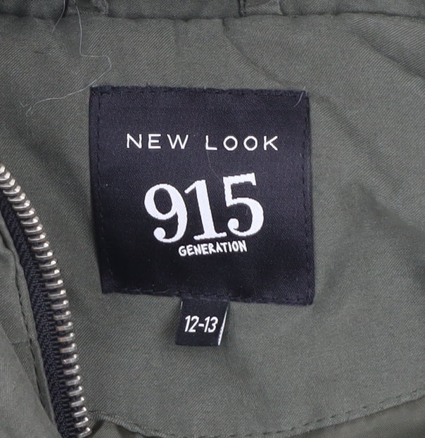 New Look Girls Green 12-13 Years Hooded Faux Fur Lined Parka Coat