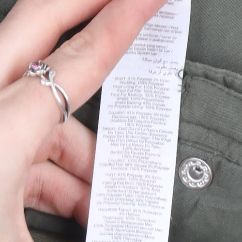 New Look Girls Green 12-13 Years Hooded Faux Fur Lined Parka Coat