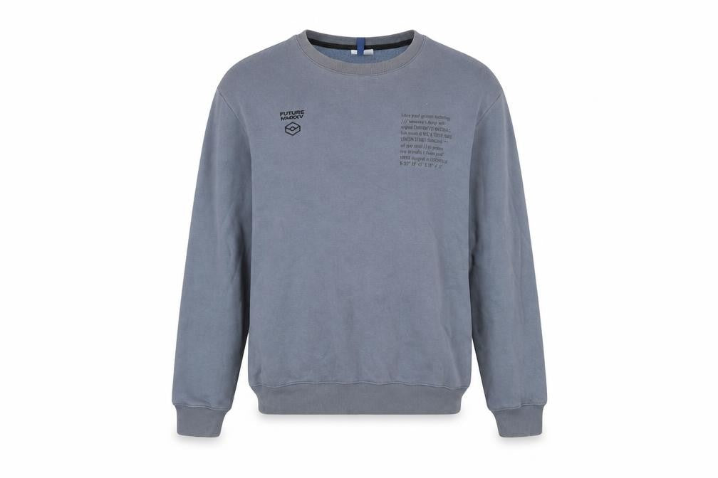Front view of H&M Divided Men’s Grey Pullover Sweatshirt M Crew Neck Fleece Logo
