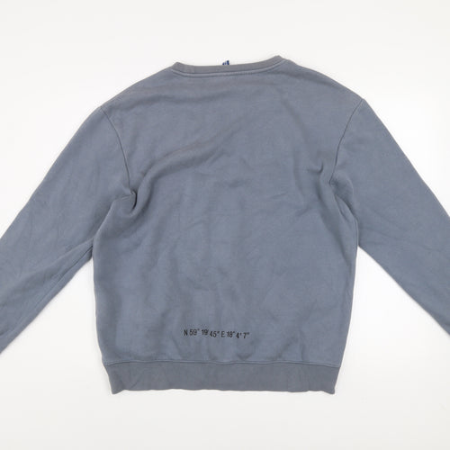 H&M Divided Men’s Grey Pullover Sweatshirt M Crew Neck Fleece Logo