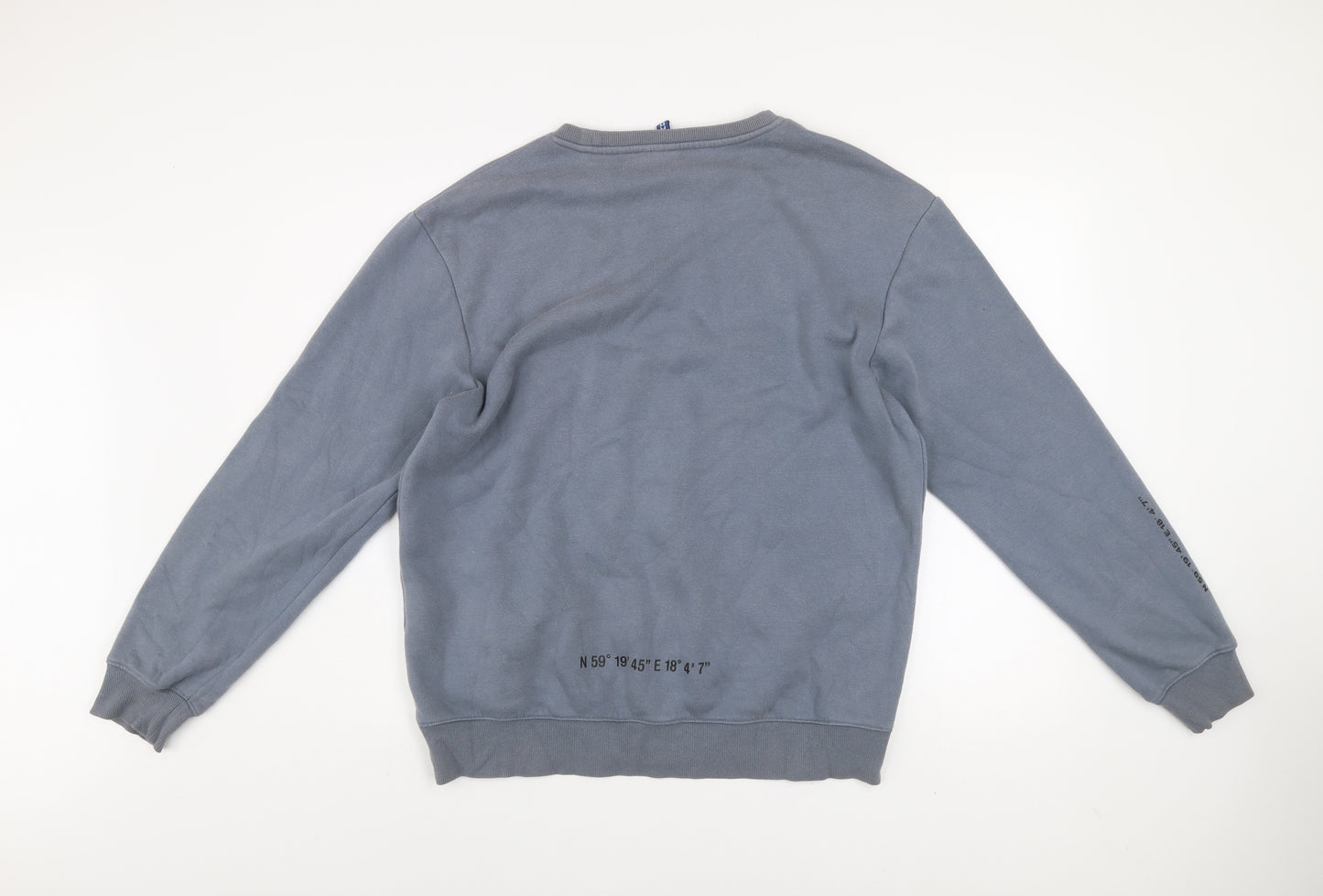 H&M Divided Men’s Grey Pullover Sweatshirt M Crew Neck Fleece Logo