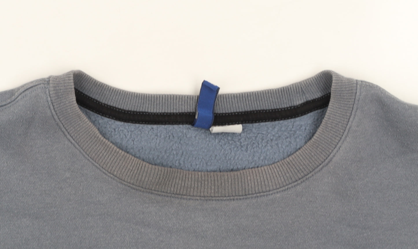 H&M Divided Men’s Grey Pullover Sweatshirt M Crew Neck Fleece Logo