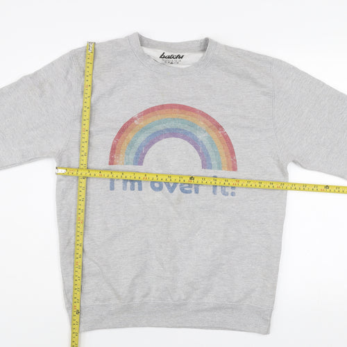 Batch1 Men's Grey Rainbow Graphic Pullover Sweatshirt Medium
