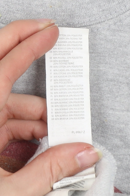 Batch1 Men's Grey Rainbow Graphic Pullover Sweatshirt Medium