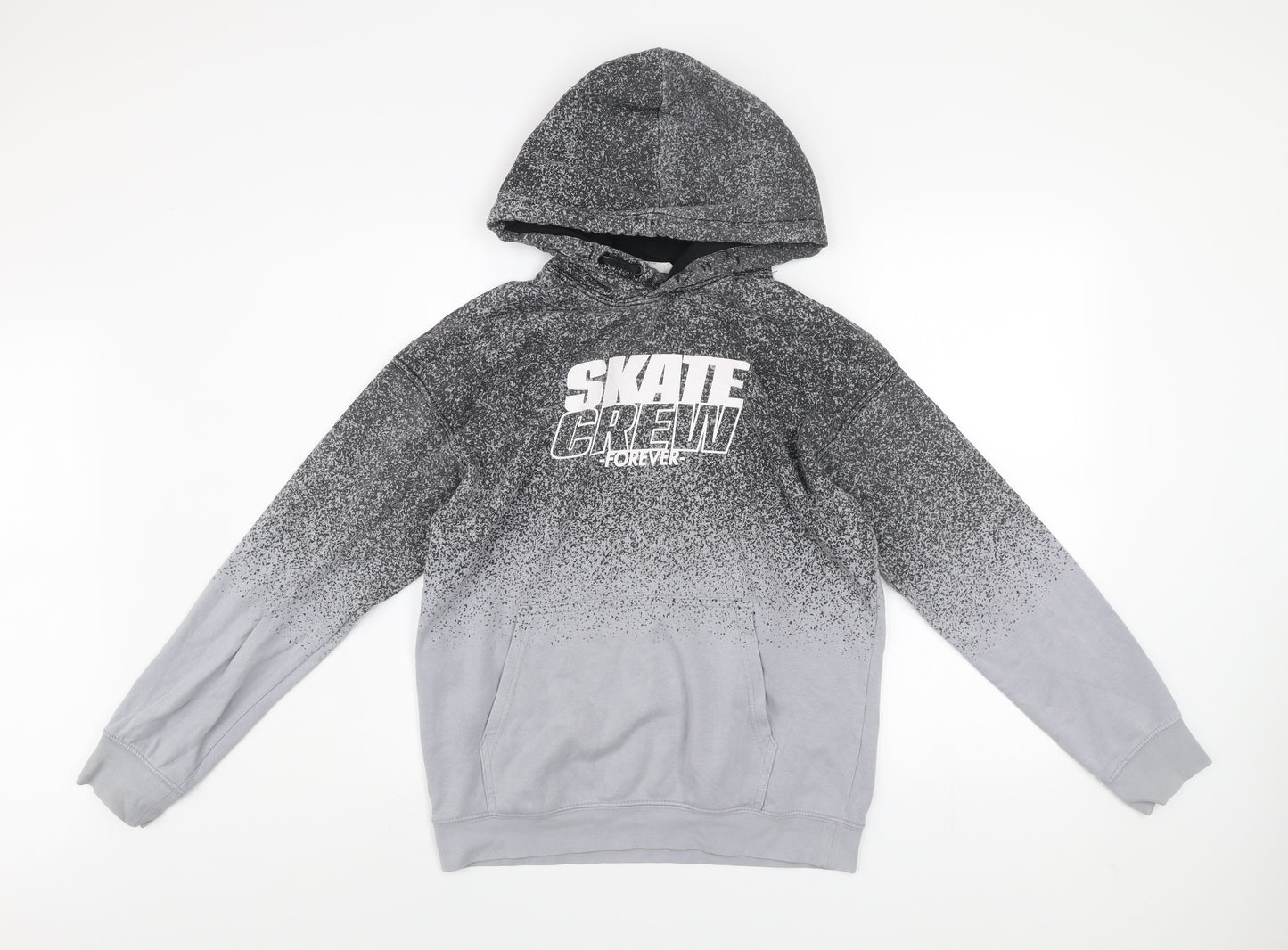 H&M Boys Grey Skate Crew Pullover Hoodie 13-14 Years Regular Fit