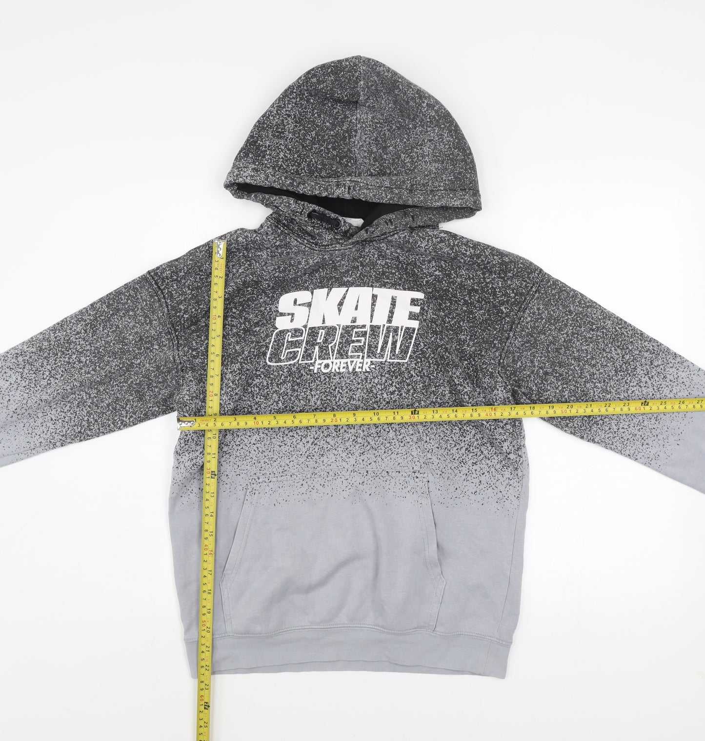 H&M Boys Grey Skate Crew Pullover Hoodie 13-14 Years Regular Fit