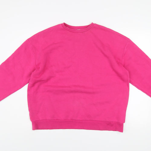 NA-KD Womens Pink Cotton Blend Crew Neck Pullover Sweatshirt XS