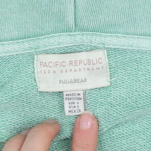 Pull&Bear Teens Green Full Zip Hooded Basic Jacket S