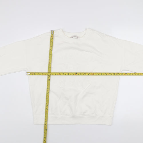 Tu Woman White Merci Beaucoup Embroidered Sweatshirt Size S