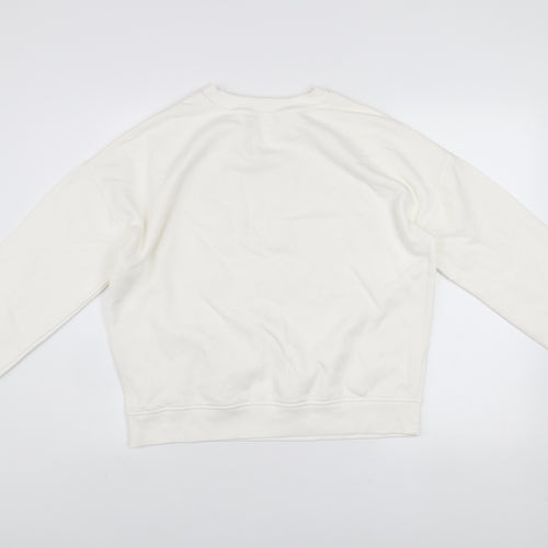 Tu Woman White Merci Beaucoup Embroidered Sweatshirt Size S