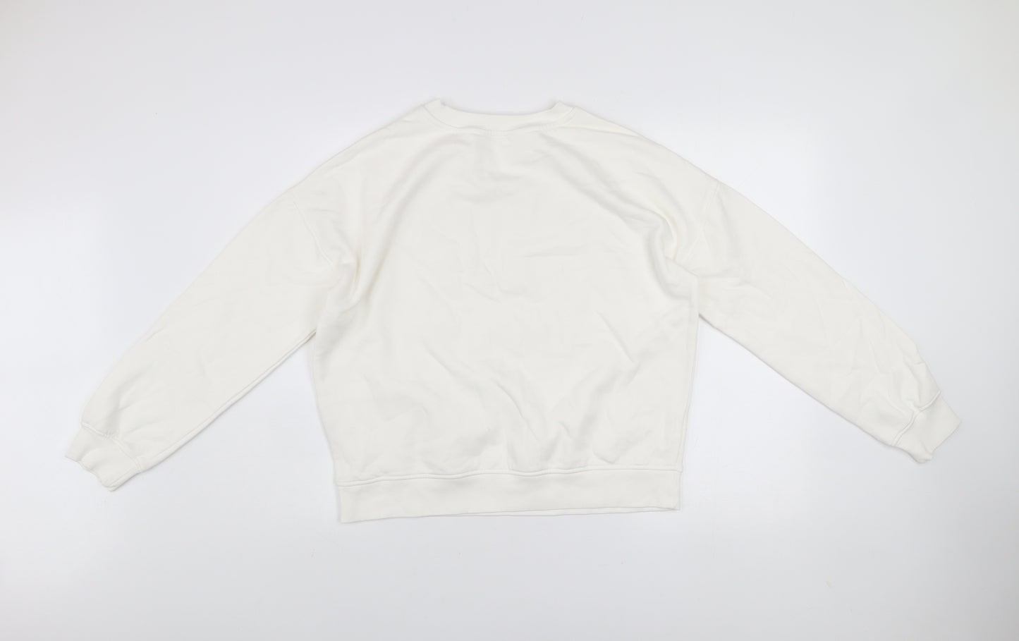 Tu Woman White Merci Beaucoup Embroidered Sweatshirt Size S