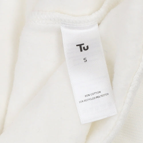 Tu Woman White Merci Beaucoup Embroidered Sweatshirt Size S