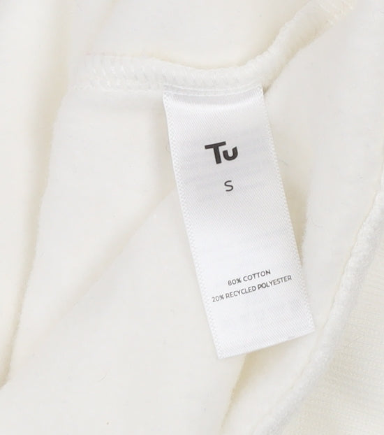 Tu Woman White Merci Beaucoup Embroidered Sweatshirt Size S