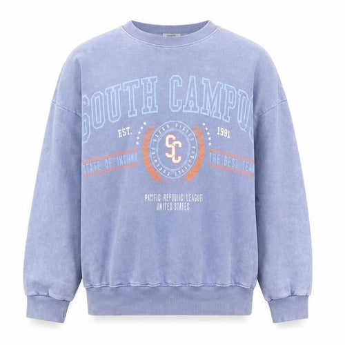 Pull&Bear Pacific Republic Women Blue Cotton Pullover Sweatshirt Size 10