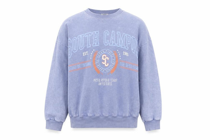 Pull&Bear Pacific Republic Women Blue Cotton Pullover Sweatshirt Size 10