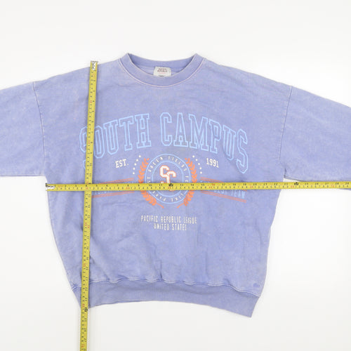 Pull&Bear Pacific Republic Women Blue Cotton Pullover Sweatshirt Size 10