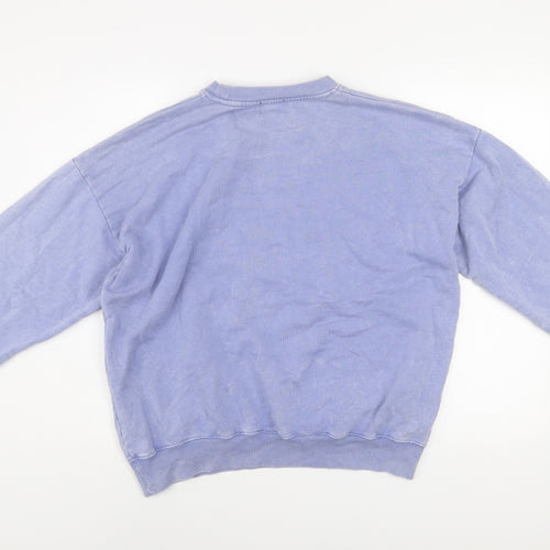 Pull&Bear Pacific Republic Women Blue Cotton Pullover Sweatshirt Size 10