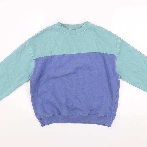Marks and Spencer Boys Blue Colourblock Cotton Sweatshirt 11-12 Years