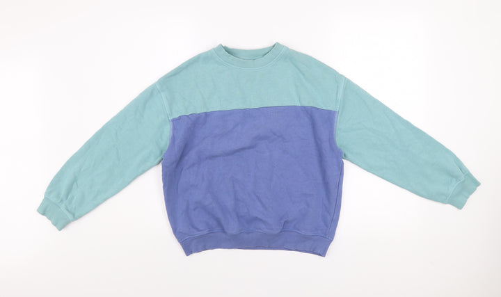 Marks and Spencer Boys Blue Colourblock Cotton Sweatshirt 11-12 Years