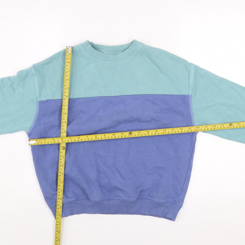 Marks and Spencer Boys Blue Colourblock Cotton Sweatshirt 11-12 Years