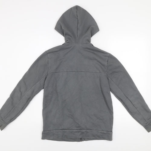 Adidas Boys Grey Hooded Track Jacket 13-14 Years Full Zip Cotton Blend