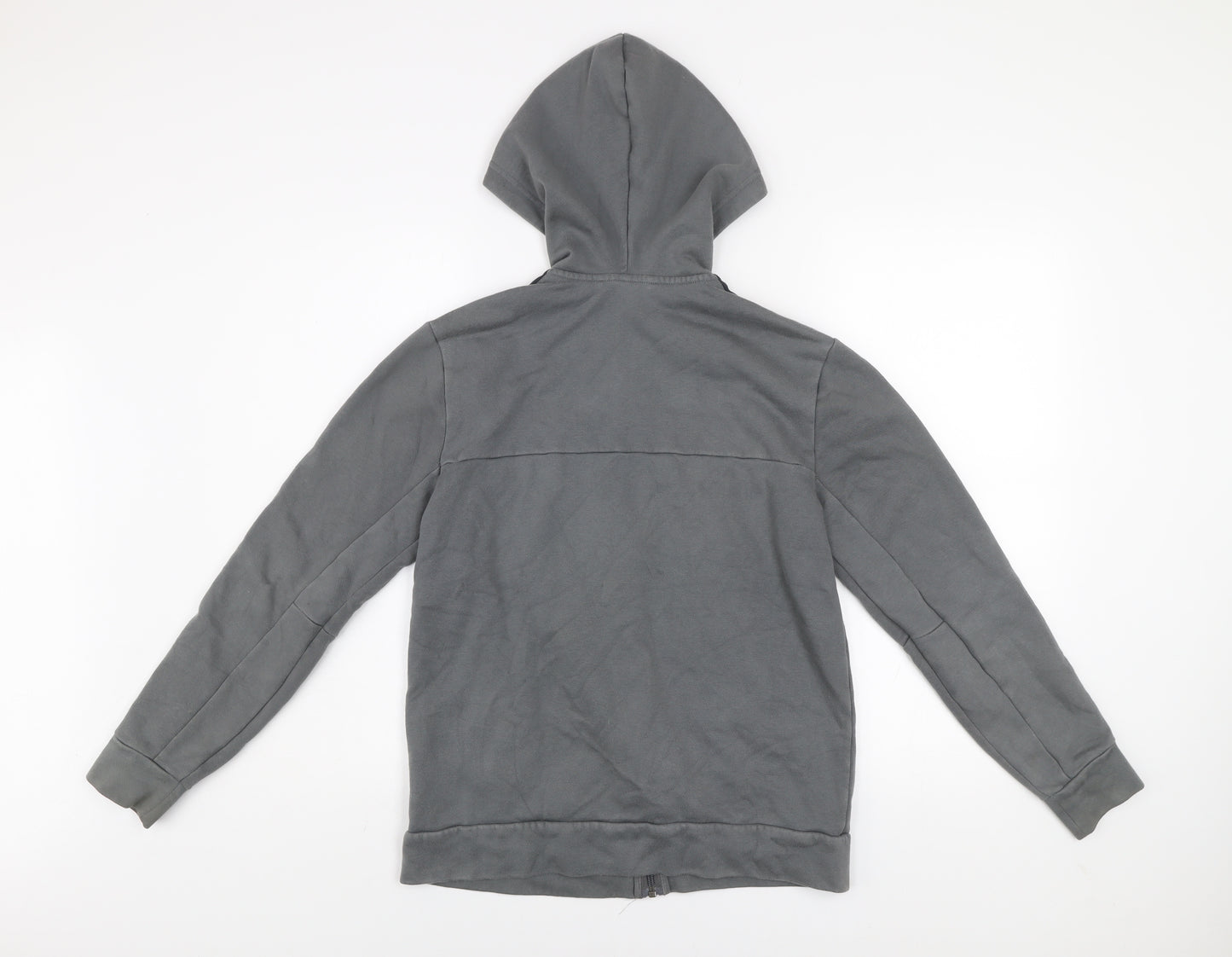Adidas Boys Grey Hooded Track Jacket 13-14 Years Full Zip Cotton Blend