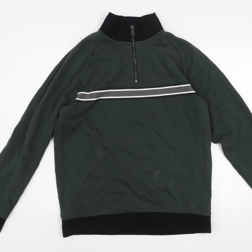 Next Men's Green 1/4 Zip High Neck Sweatshirt Size L