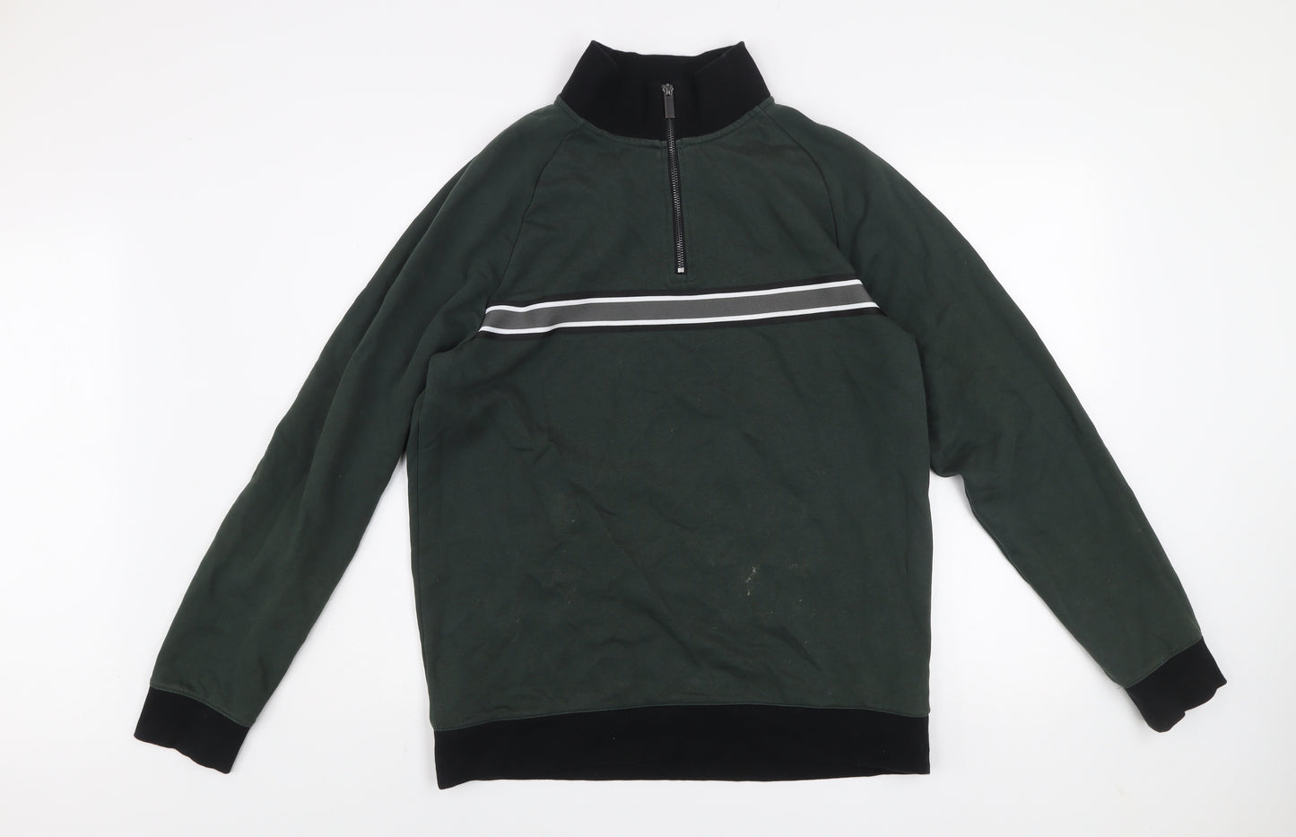 Next Men's Green 1/4 Zip High Neck Sweatshirt Size L
