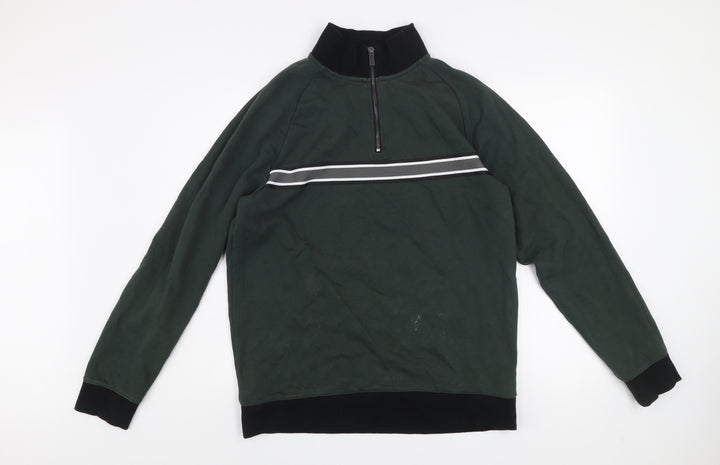 Next Men's Green 1/4 Zip High Neck Sweatshirt Size L