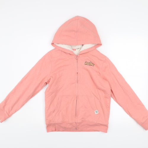 Saltrock Girls Pink Hooded Full Zip Basic Jacket 11-12 Years Retro Print