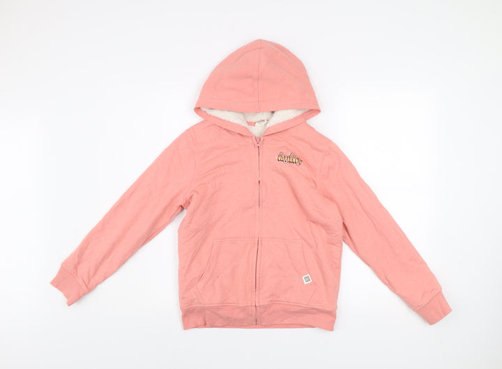 Saltrock Girls Pink Hooded Full Zip Basic Jacket 11-12 Years Retro Print