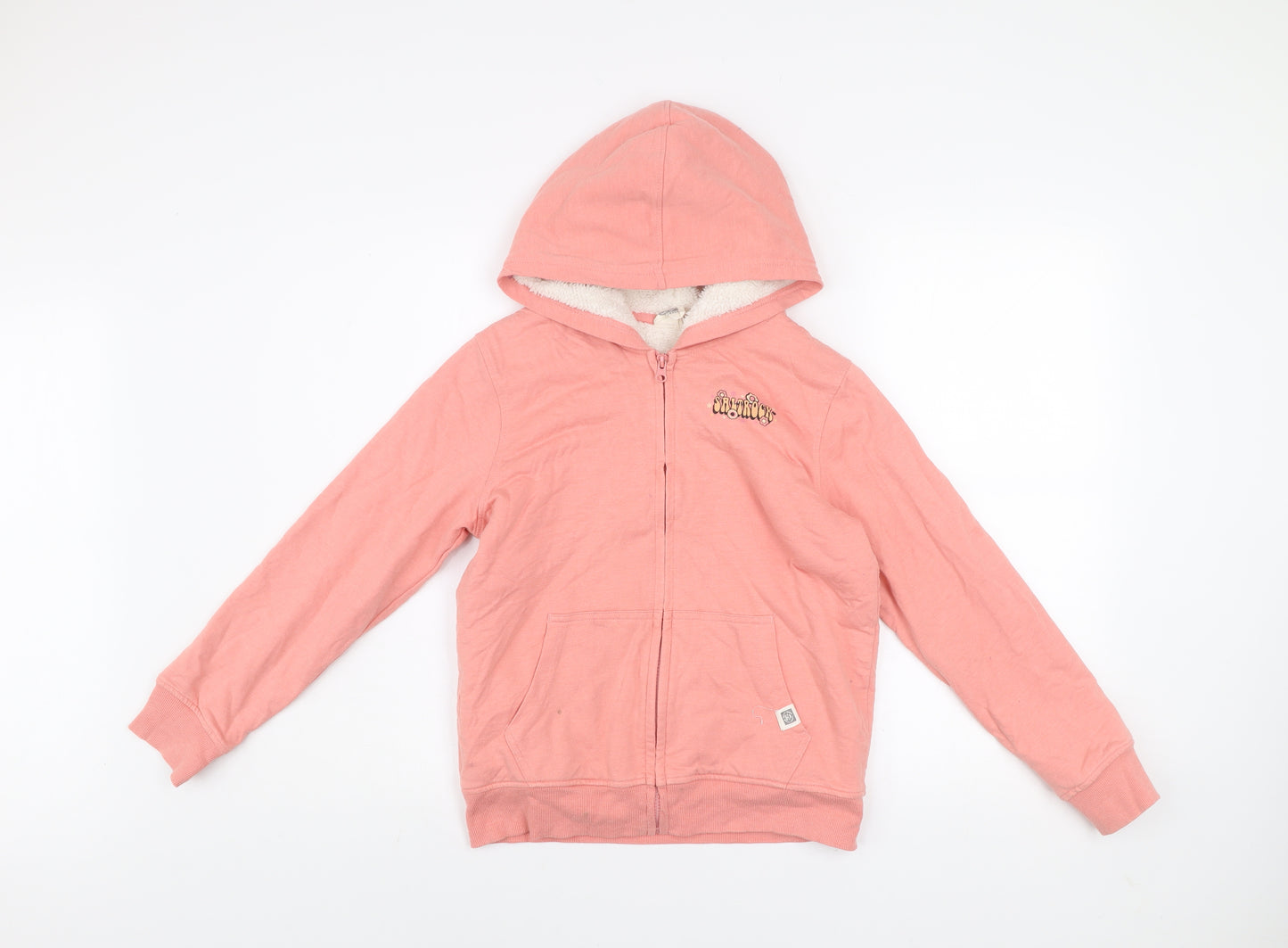 Saltrock Girls Pink Hooded Full Zip Basic Jacket 11-12 Years Retro Print