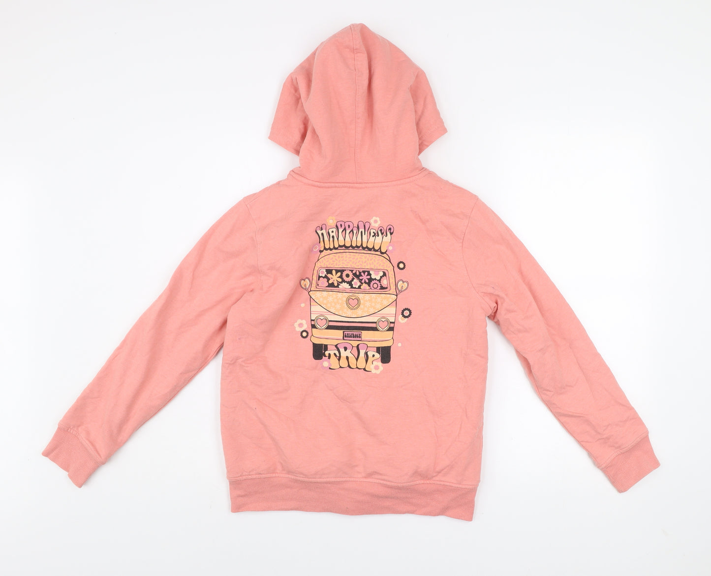 Saltrock Girls Pink Hooded Full Zip Basic Jacket 11-12 Years Retro Print