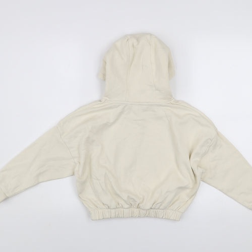 U.S. Polo Assn. Girls Ivory 7-8 Years Pullover Hoodie with Logo Print