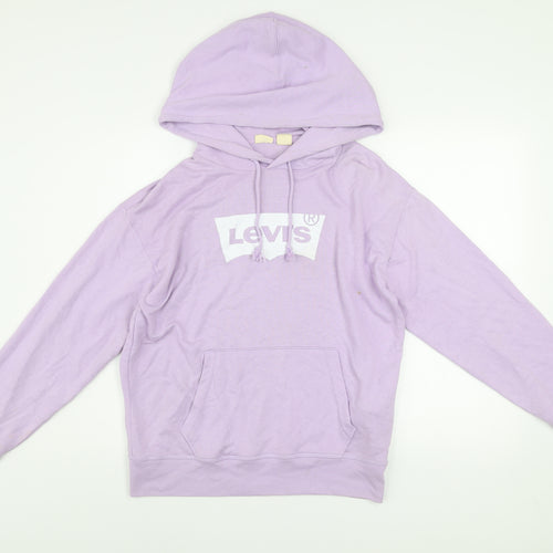 Levi's Men's Purple Pullover Hoodie S Logo Graphic Print Cotton Blend
