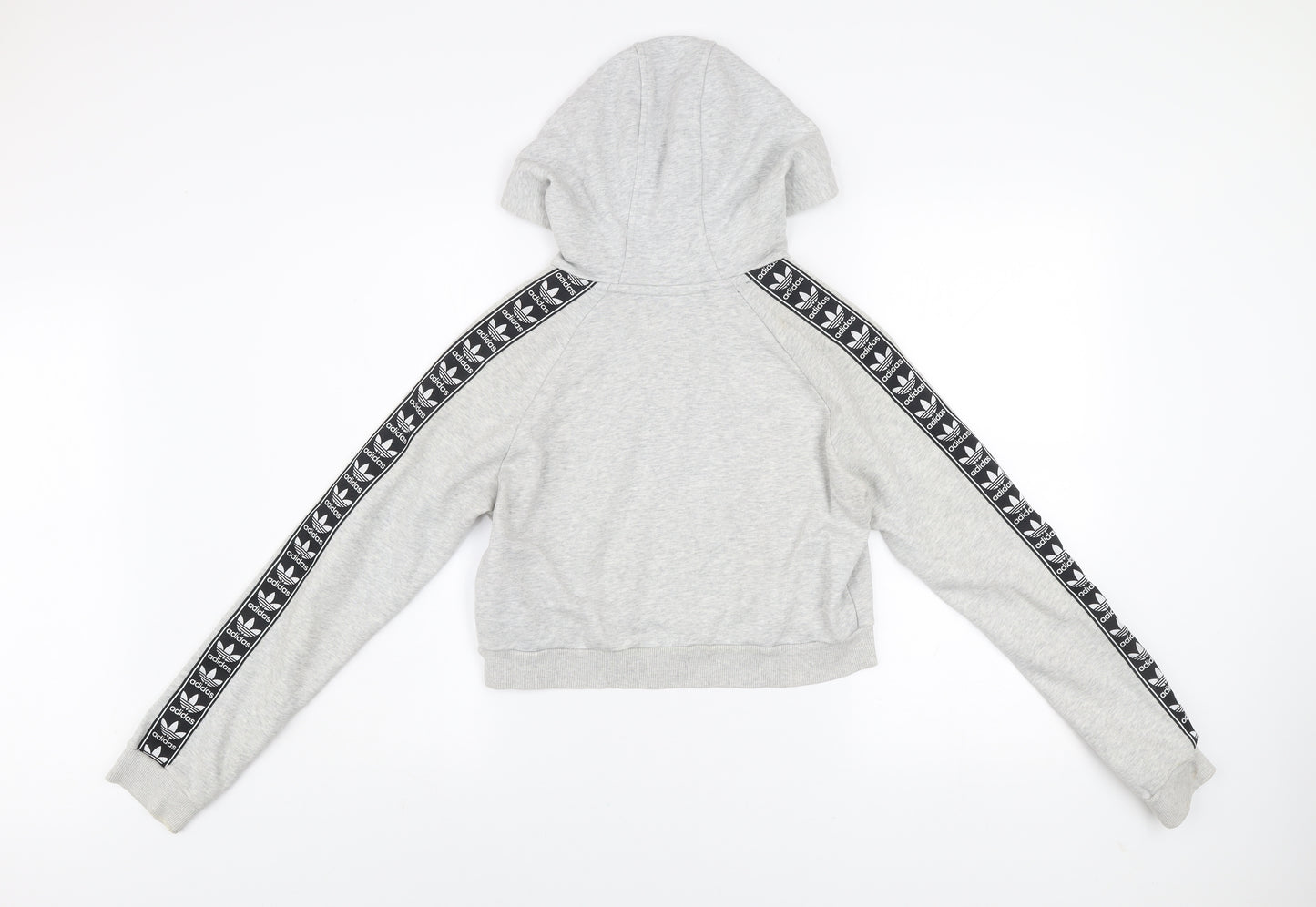 Adidas Women Grey Hoodie UK 8 Hooded Pullover Sweatshirt